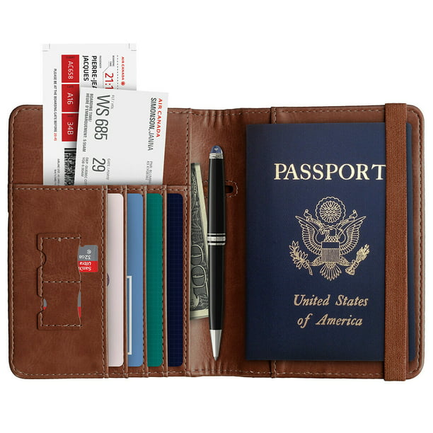 Leather Passport Holder Travel Wallet RFID Blocking ID Card Case Cover Purse New